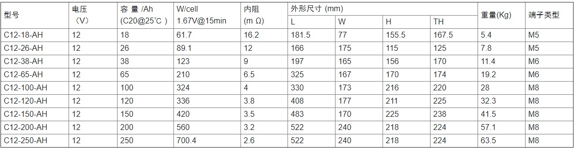 山特城堡系列蓄電池